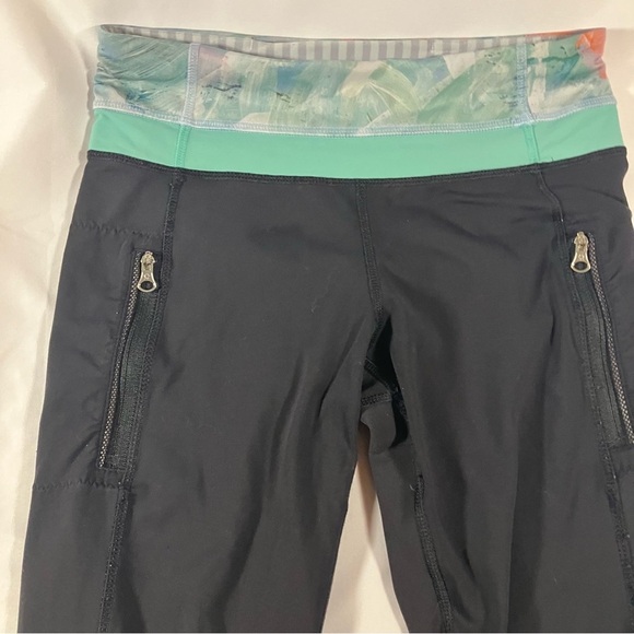 Lululemon Inspire Tight II (Mesh) Black / Blushed Illusion Multi / Menthol sz 4 - Picture 8 of 13